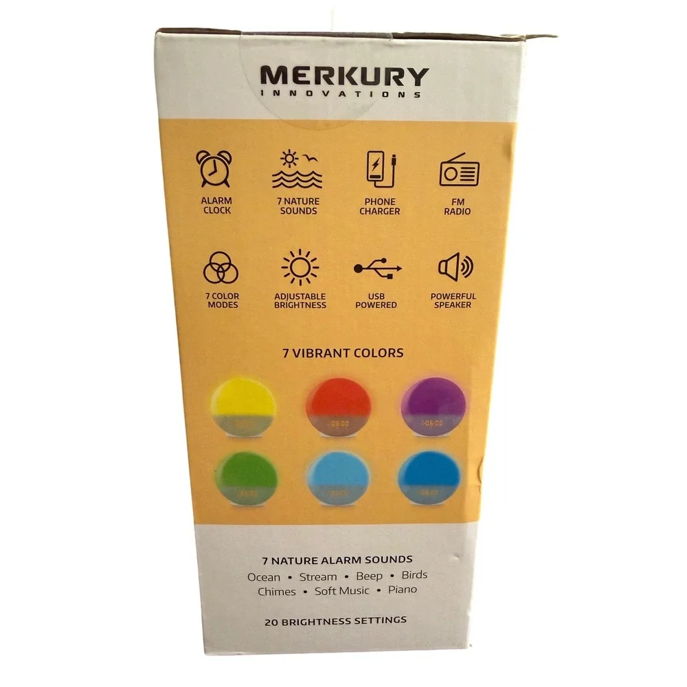 Merkury Innovations Renew Sunrise Simulation Wake-Up Lamp Alarm Clock Radio USB